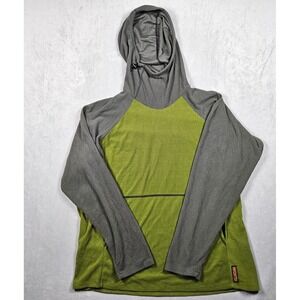 Melanzana Micro Grid Hoodie Mens XXL Green Gray Colorblock Sweatshirt Pockets
